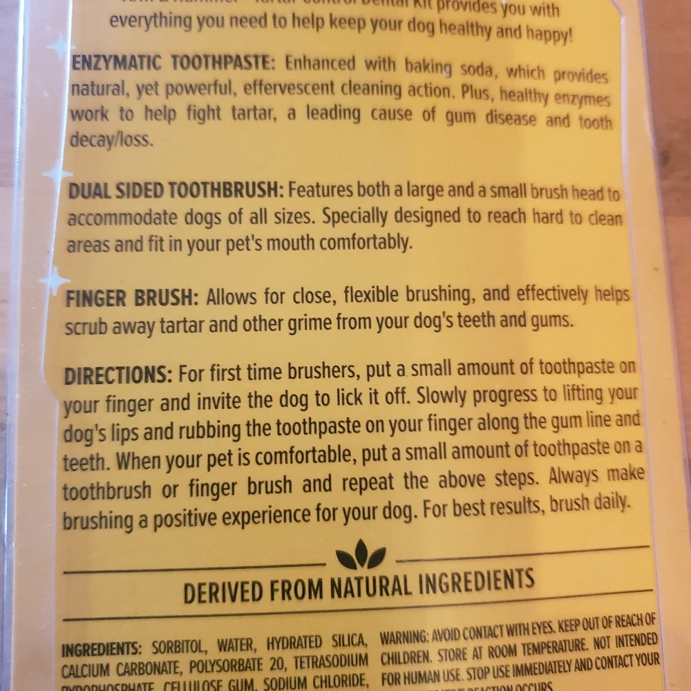 Dental Kit For Dogs Tooth Paste Toothbrush Arm & Hammer Natural Ingredients
